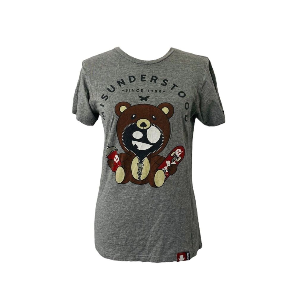Entreels Misunderstood Women's Shirt Grey Teddy Bear Crewneck Size Small